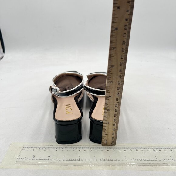 YDN Black Square Toe Block Low Heels Slingback Formal Loafer Dressy Office Pump - Picture 5 of 8